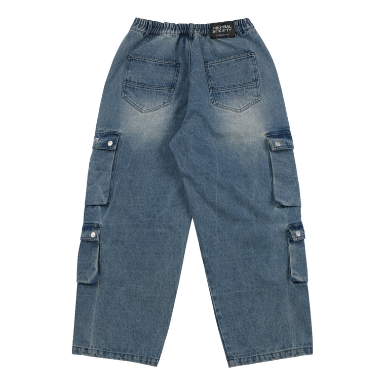 NEUTRAL SOCIETY MULTI POCKETS DENIM PANTS-BLUE DENIM
