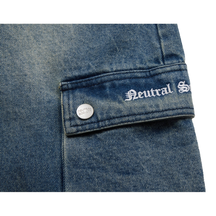 NEUTRAL SOCIETY MULTI POCKETS DENIM PANTS-BLUE DENIM