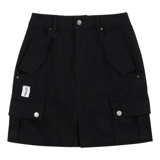 NEUTRAL SOCIETY MULTI POCKETS MINI SKIRT-BLACK