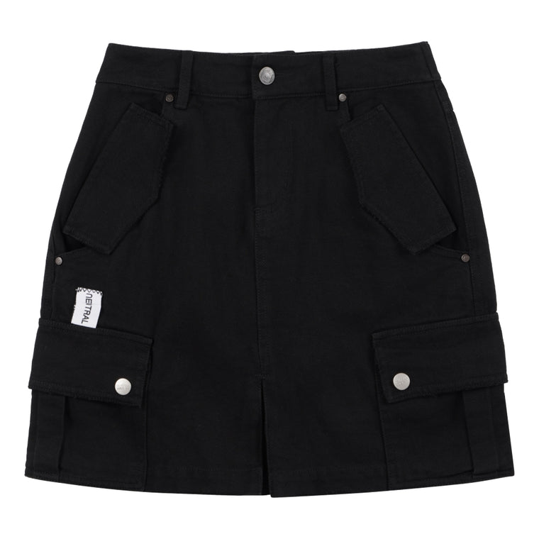 NEUTRAL SOCIETY MULTI POCKETS MINI SKIRT-BLACK