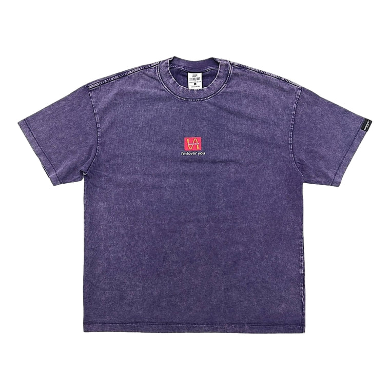 2ND CLOSET "McRECEIPT" ACID WASHED T-SHIRT-WASHED PURPLE