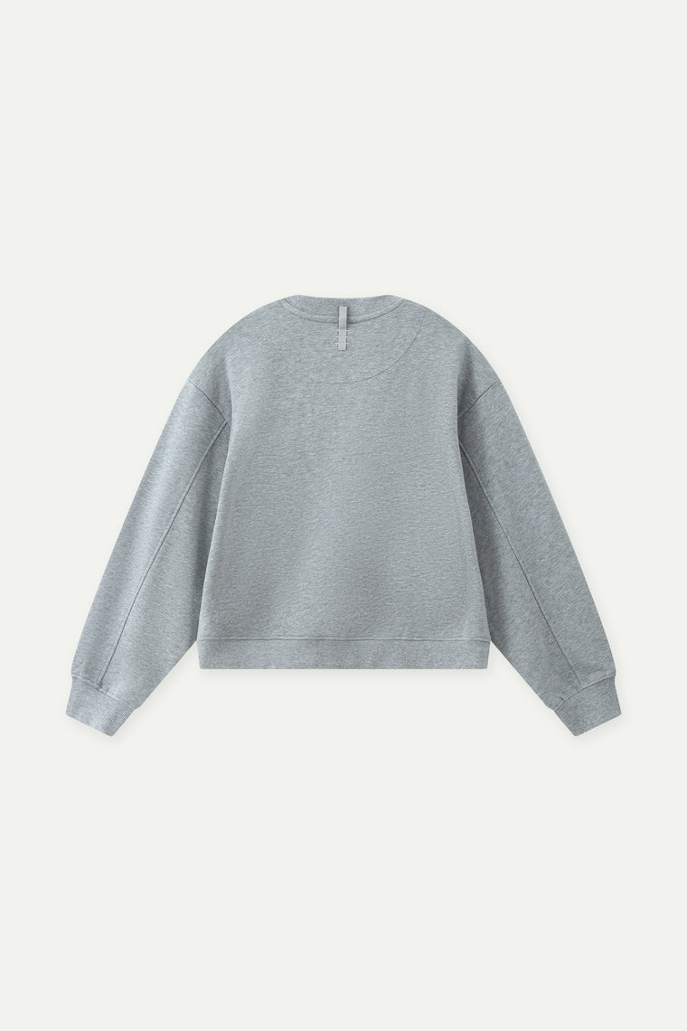 ESPRIT MULTICOLOUR EMBROIDERED LOGO CREW NECK SWEATSHIRT-HEATHER GREY