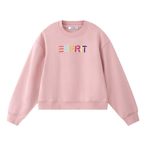 ESPRIT MULTICOLOUR EMBROIDERED LOGO CREW NECK SWEATSHIRT-PINK