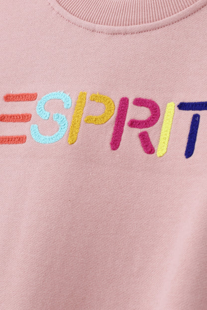 ESPRIT MULTICOLOUR EMBROIDERED LOGO CREW NECK SWEATSHIRT-PINK