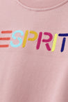 ESPRIT MULTICOLOUR EMBROIDERED LOGO CREW NECK SWEATSHIRT-PINK