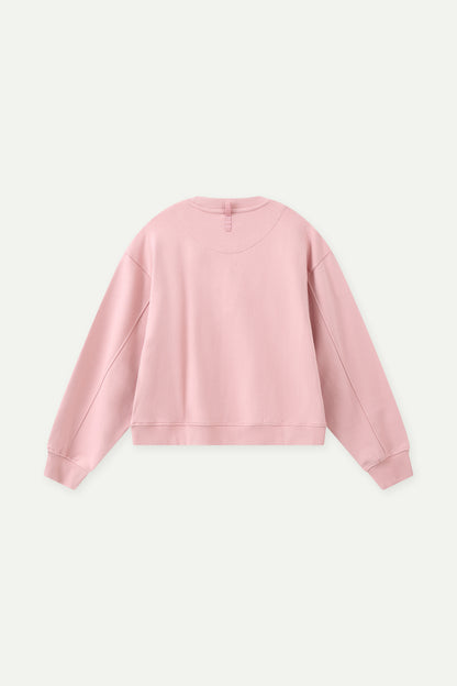ESPRIT MULTICOLOUR EMBROIDERED LOGO CREW NECK SWEATSHIRT-PINK