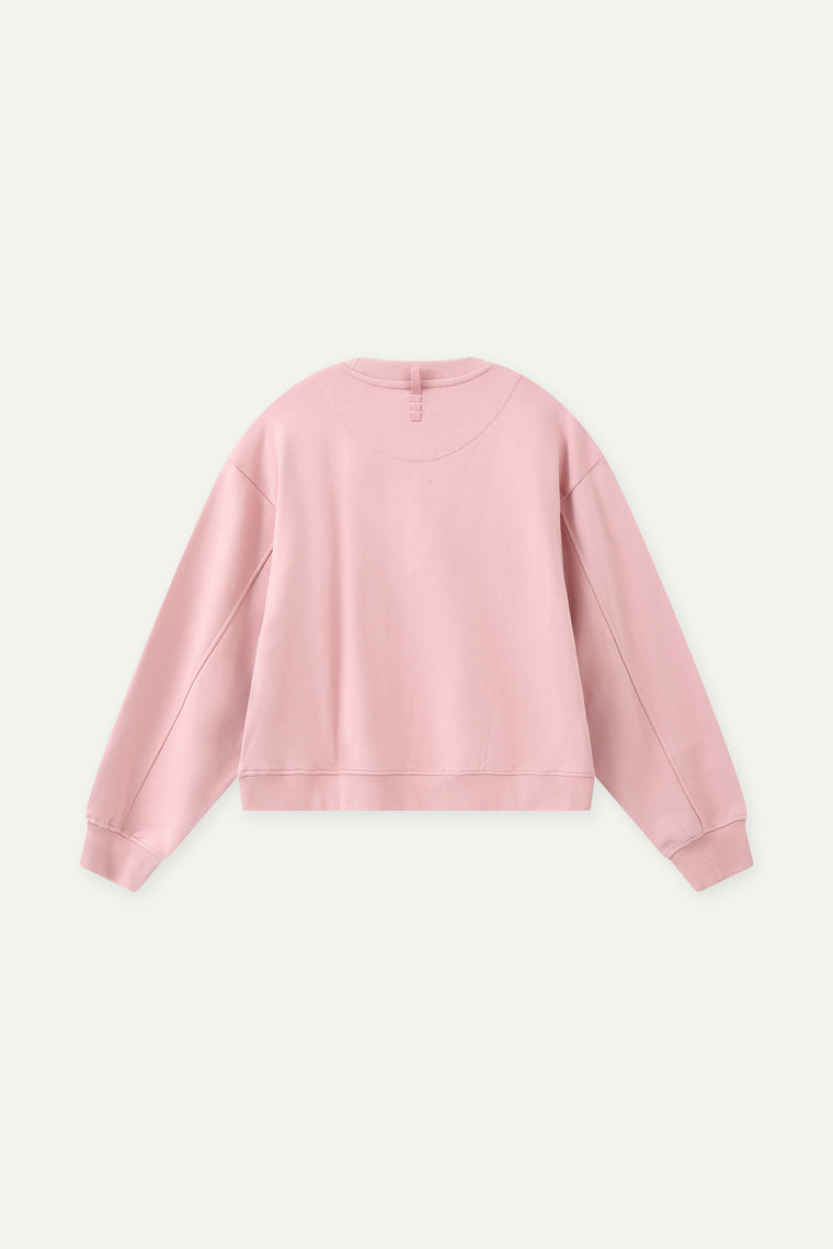 ESPRIT MULTICOLOUR EMBROIDERED LOGO CREW NECK SWEATSHIRT-PINK