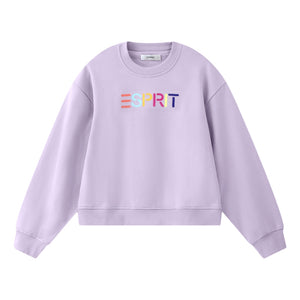 ESPRIT MULTICOLOUR EMBROIDERED LOGO CREW NECK SWEATSHIRT-VIOLET