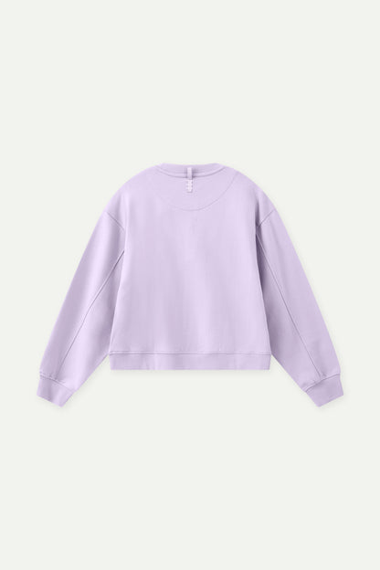ESPRIT MULTICOLOUR EMBROIDERED LOGO CREW NECK SWEATSHIRT-VIOLET