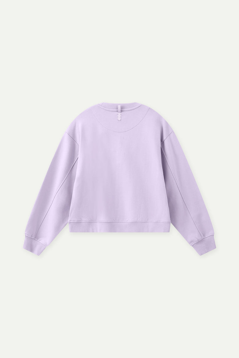 ESPRIT MULTICOLOUR EMBROIDERED LOGO CREW NECK SWEATSHIRT-VIOLET