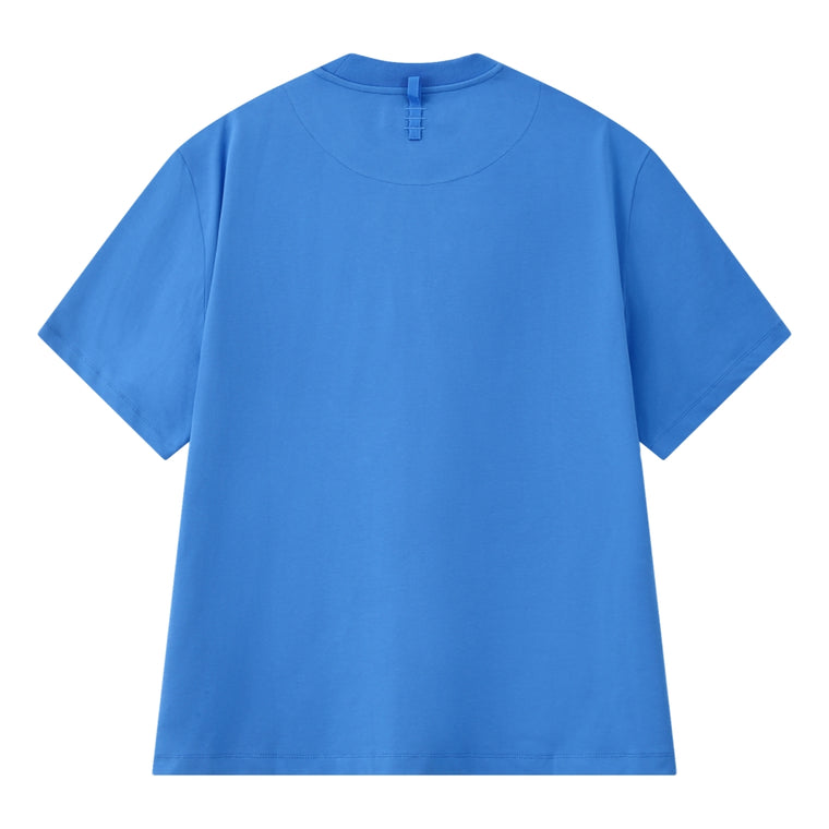 ESPRIT MULTICOLOUR EMBROIDERED LOGO CREW NECK T-SHIRT（UNISEX）-BLUE