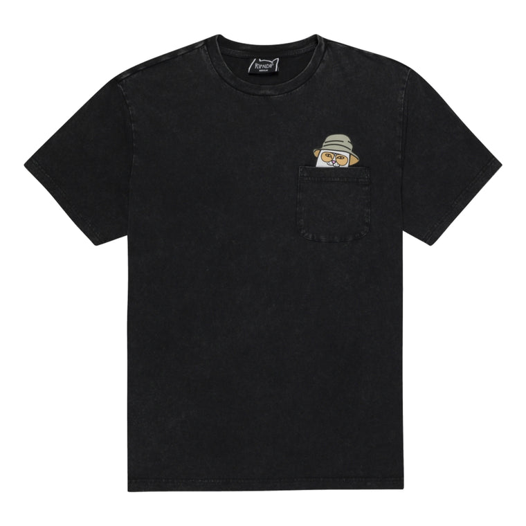 RIPNDIP NERMAL S THOMPSON POCKET TEE-BLACK MINERAL WASH