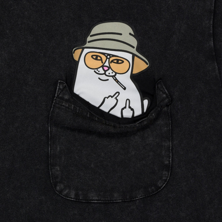 RIPNDIP NERMAL S THOMPSON POCKET TEE-BLACK MINERAL WASH