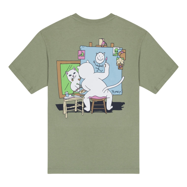 RIPNDIP NERMAN ROCKWELL TEE-DUSTY OLIVE
