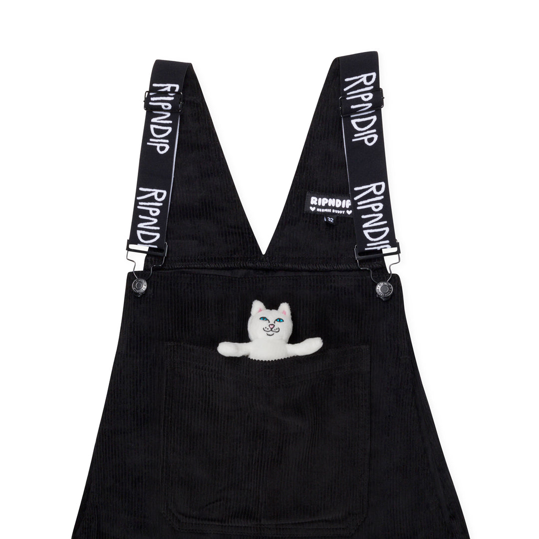 RIPNDIP NERMY BUDDY CORDUROY OVERALLS-BLACK