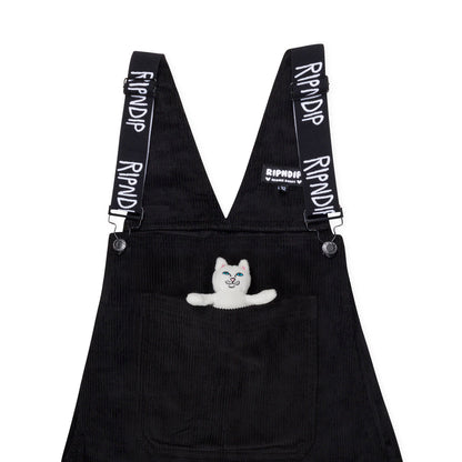 RIPNDIP NERMY BUDDY CORDUROY OVERALLS-BLACK