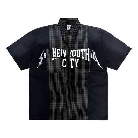 2ND CLOSET "NEW YOUTH CITY" RE-WORKED SHIRT COLLAR T-SHIRT-BLACK