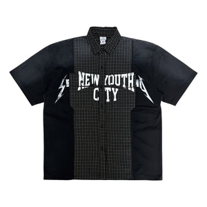 2ND CLOSET "NEW YOUTH CITY" RE-WORKED SHIRT COLLAR T-SHIRT-BLACK