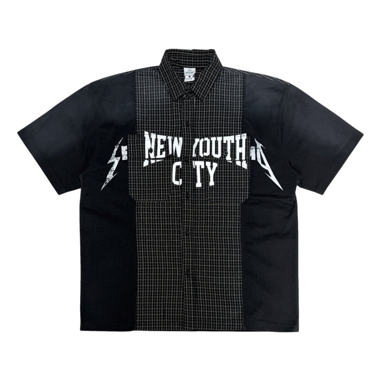 2ND CLOSET "NEW YOUTH CITY" RE-WORKED SHIRT COLLAR T-SHIRT-BLACK