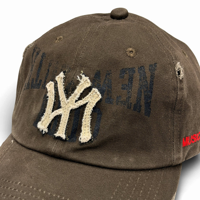 2ND CLOSET “NEW YOUTH CITY”APPLIQUE WASHED CAP-WASHED BROWN