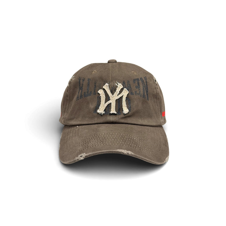 2ND CLOSET “NEW YOUTH CITY”APPLIQUE WASHED CAP-WASHED BROWN