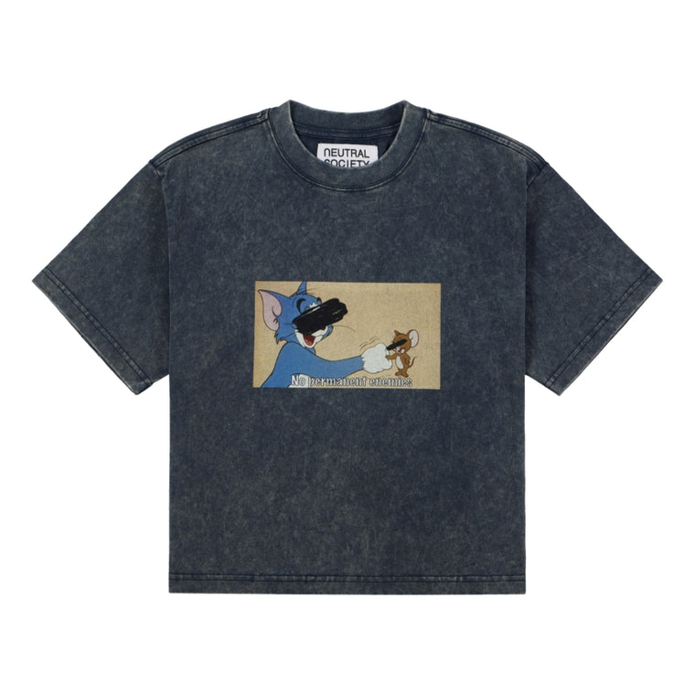 NEUTRAL SOCIETY NO ENEMIES TEE-WASHED NAVY