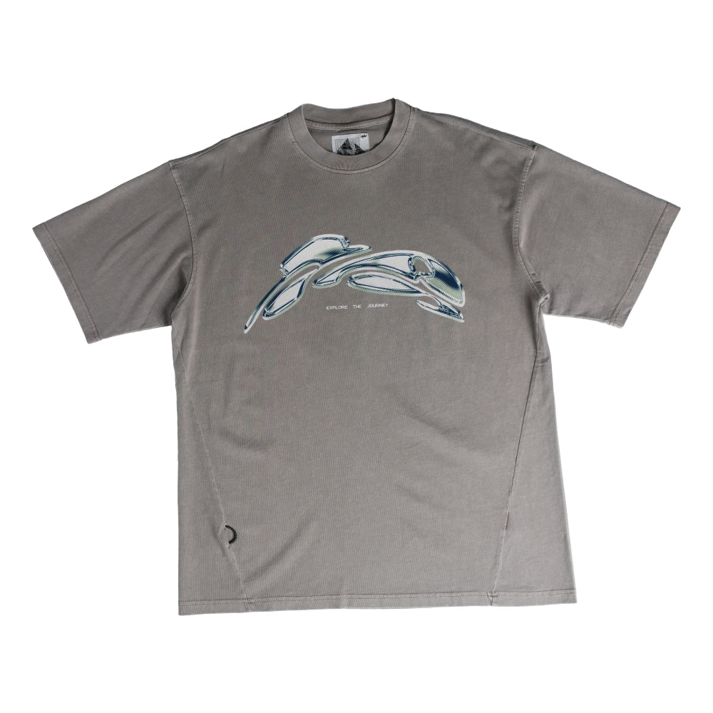 NINE POINT NINE NPN METAL LOGON S/S TEE-WASHED KHAKI - Popcorn Store