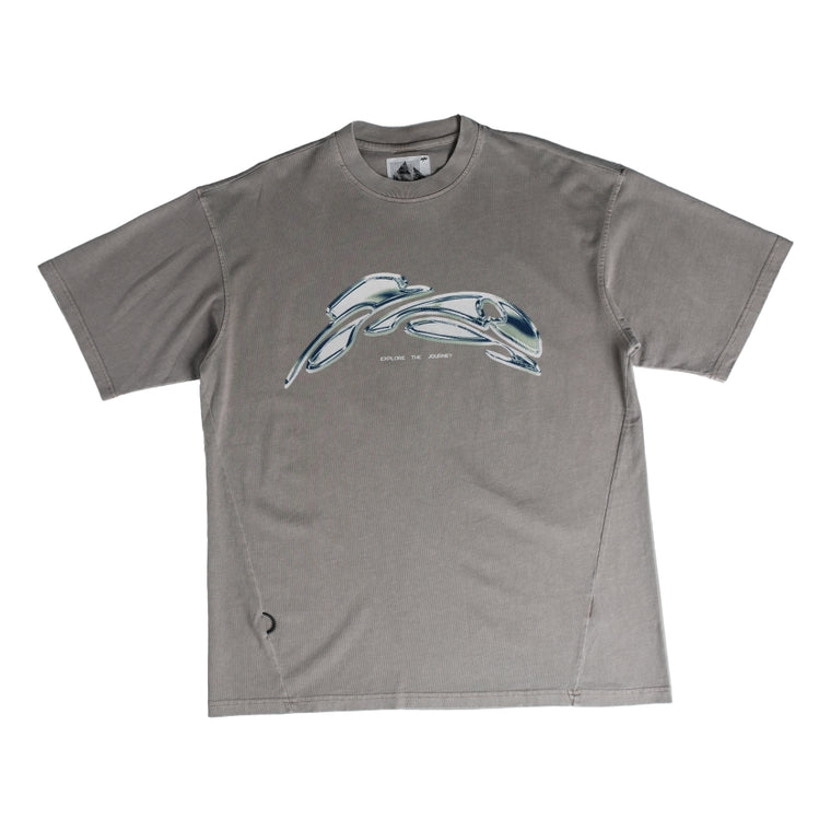 NINE POINT NINE NPN METAL LOGON S/S TEE-WASHED KHAKI