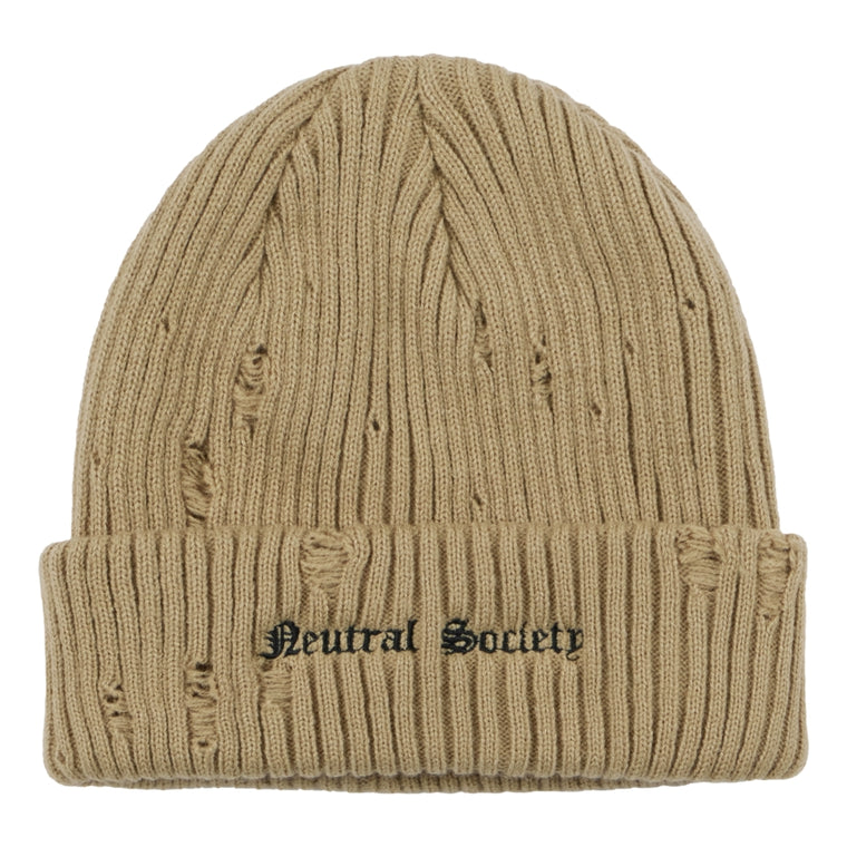 NEUTRAL SOCIETY NS LOGO DESTROY BEANIE-BEIGE