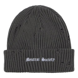 NEUTRAL SOCIETY NS LOGO DESTROY BEANIE-DARK GREY