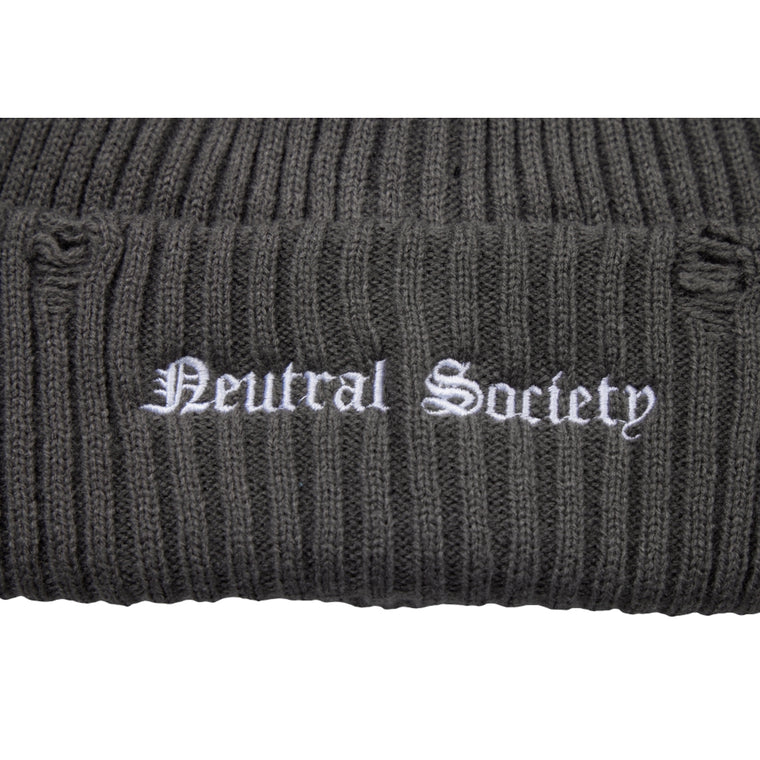 NEUTRAL SOCIETY NS LOGO DESTROY BEANIE-DARK GREY