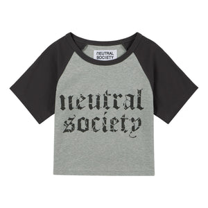 NEUTRAL SOCIETY NS LOGO MINI RAGLAN TEE-HEATHER GREY