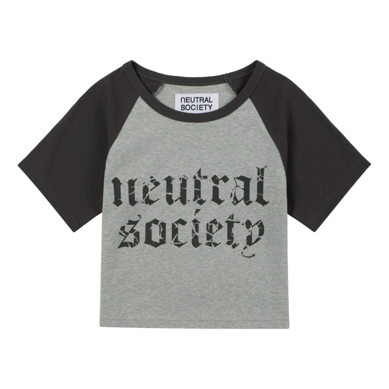 NEUTRAL SOCIETY NS LOGO MINI RAGLAN TEE-HEATHER GREY