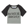 NEUTRAL SOCIETY NS LOGO MINI RAGLAN TEE-HEATHER GREY