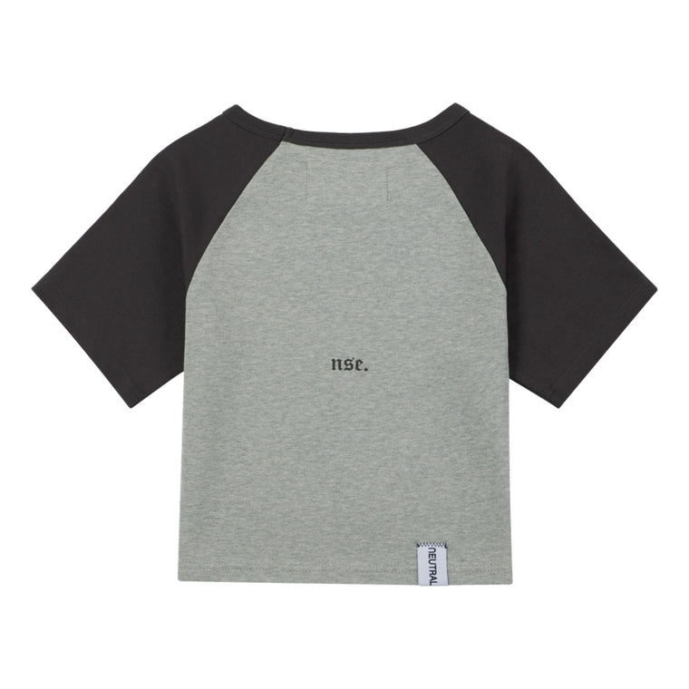 NEUTRAL SOCIETY NS LOGO MINI RAGLAN TEE-HEATHER GREY