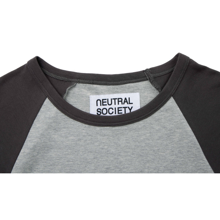 NEUTRAL SOCIETY NS LOGO MINI RAGLAN TEE-HEATHER GREY