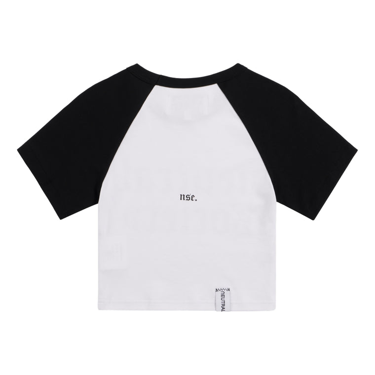 NEUTRAL SOCIETY NS LOGO MINI RAGLAN TEE-WHITE