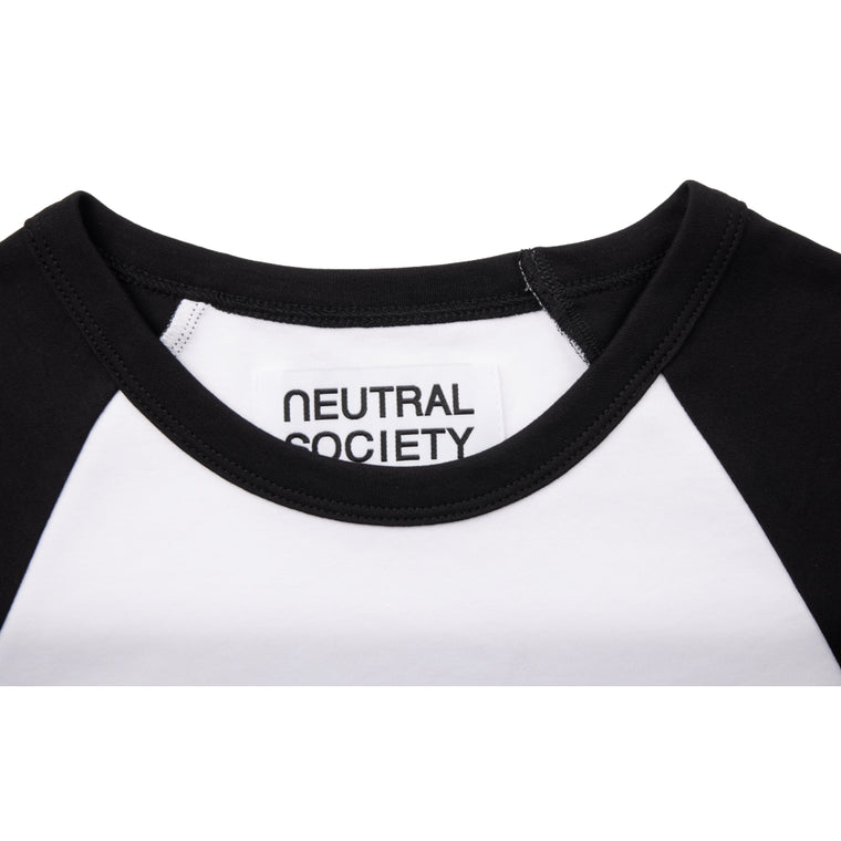 NEUTRAL SOCIETY NS LOGO MINI RAGLAN TEE-WHITE