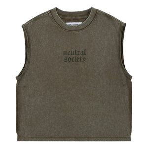 NEUTRAL SOCIETY NS LOGO SLEEVELESS-BROWN