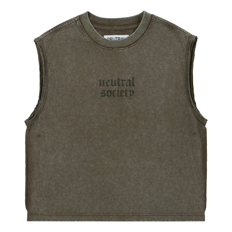 NEUTRAL SOCIETY NS LOGO SLEEVELESS-BROWN
