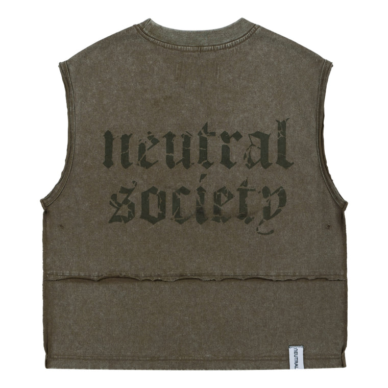NEUTRAL SOCIETY NS LOGO SLEEVELESS-BROWN