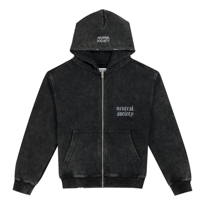 NEUTRAL SOCIETY NS LOGO ZIP UP HOODIE-BLACK