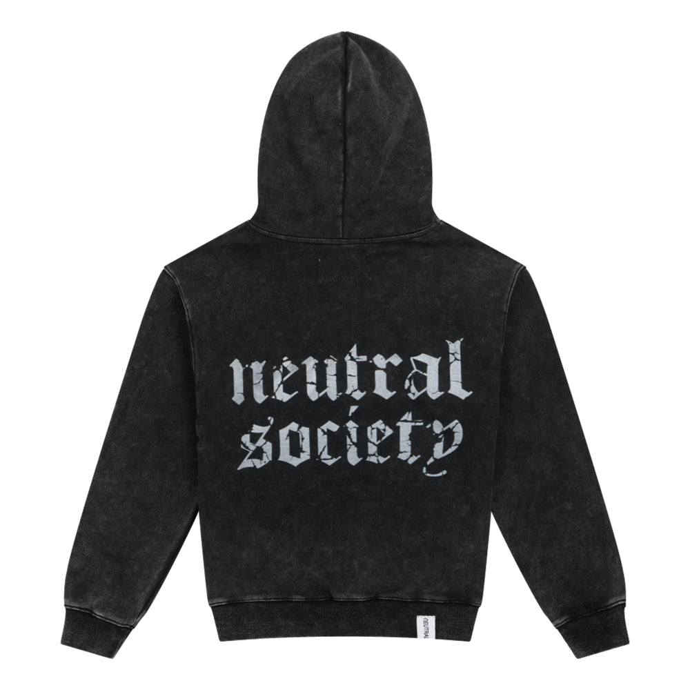 NEUTRAL SOCIETY NS LOGO ZIP UP HOODIE-BLACK