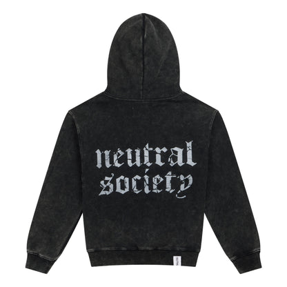 NEUTRAL SOCIETY NS LOGO ZIP UP HOODIE-BLACK