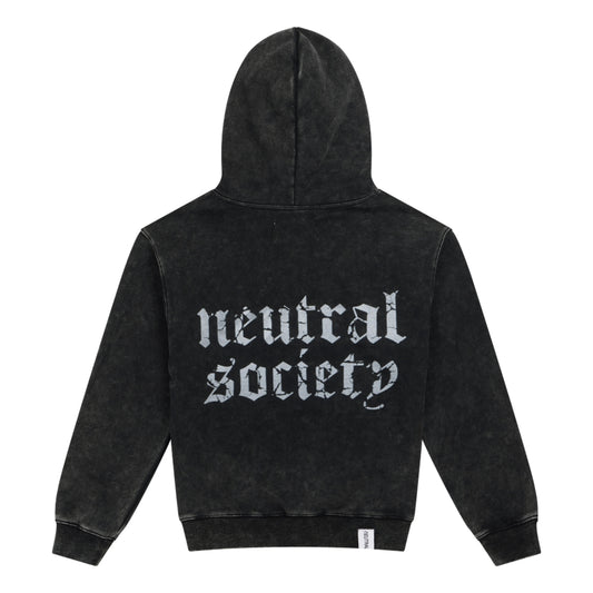 NEUTRAL SOCIETY NS LOGO ZIP UP HOODIE-BLACK