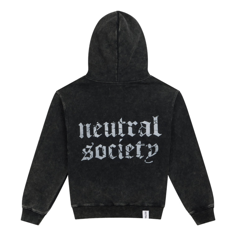 NEUTRAL SOCIETY NS LOGO ZIP UP HOODIE-BLACK