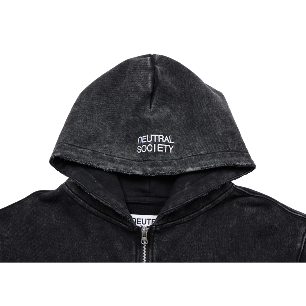 NEUTRAL SOCIETY NS LOGO ZIP UP HOODIE-BLACK