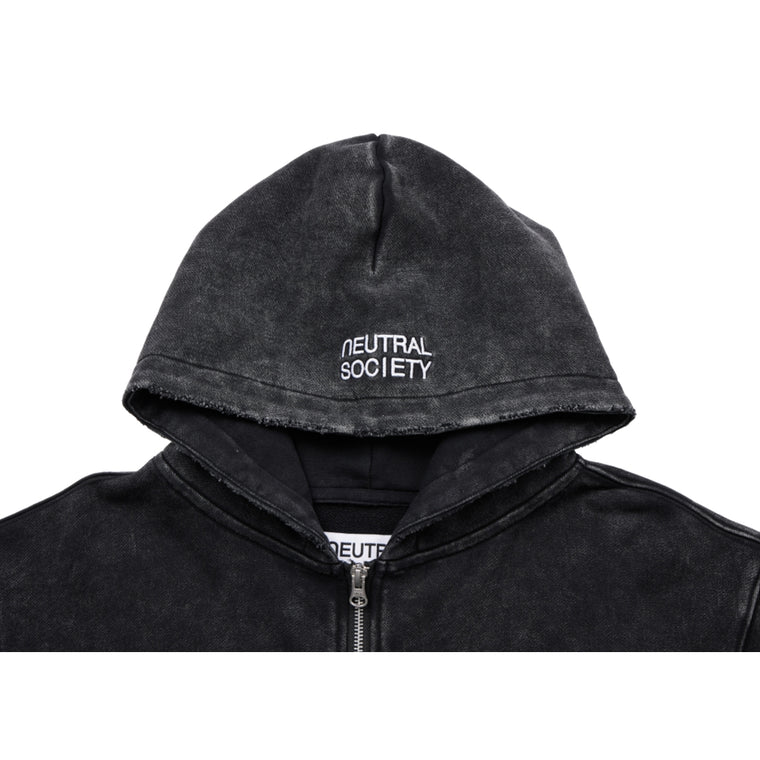 NEUTRAL SOCIETY NS LOGO ZIP UP HOODIE-BLACK
