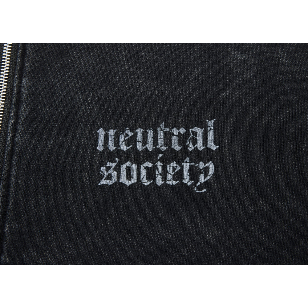 NEUTRAL SOCIETY NS LOGO ZIP UP HOODIE-BLACK