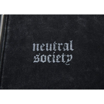 NEUTRAL SOCIETY NS LOGO ZIP UP HOODIE-BLACK